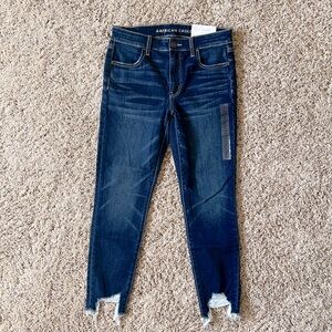 American Eagle Next Level Stretch Hi-Rise Dark Indigo Crop Jeans - Size 8